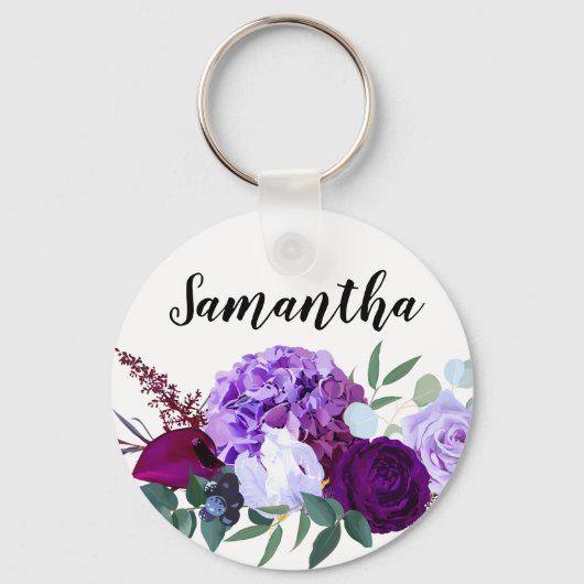 Gepersonaliseerd Sleutelhanger Lavender Hibiscus o (Voorkant)