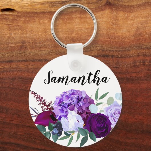 Gepersonaliseerd Sleutelhanger Lavender Hibiscus o (Voorkant)