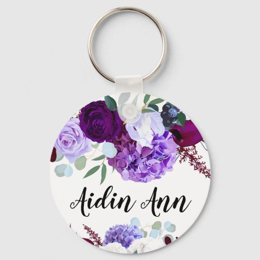 Gepersonaliseerd Sleutelhanger Lavender Hibiscus o (Voorkant)