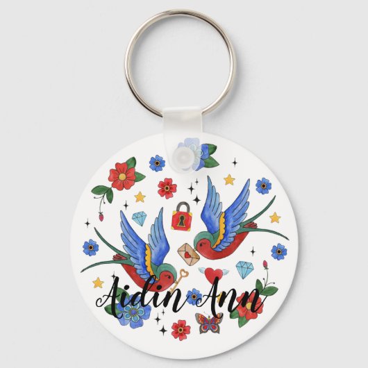 Gepersonaliseerd Sleutelhanger Traditional Bird Ta (Voorkant)