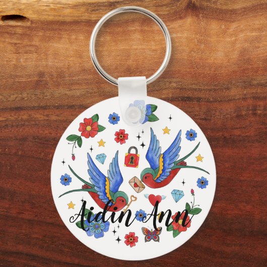 Gepersonaliseerd Sleutelhanger Traditional Bird Ta (Voorkant)