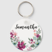 Gepersonaliseerd Sleutelhanger Tropische bloemen o (Voorkant)