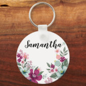 Gepersonaliseerd Sleutelhanger Tropische bloemen o (Voorkant)