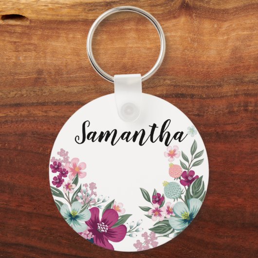 Gepersonaliseerd Sleutelhanger Tropische bloemen o (Voorkant)