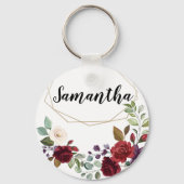 Gepersonaliseerd Sleutelhanger Wit Roses Goud Geom (Voorkant)
