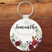 Gepersonaliseerd Sleutelhanger Wit Roses Goud Geom (Voorkant)