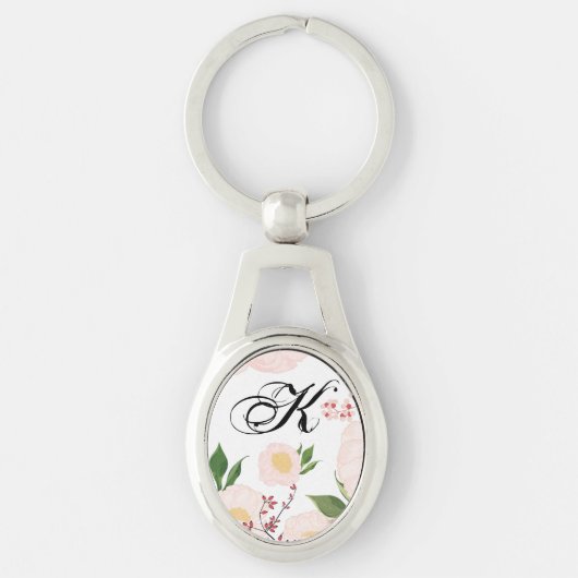 Gepersonaliseerd Sleutelhanger Witte Bloemen op Wh (Voorkant)