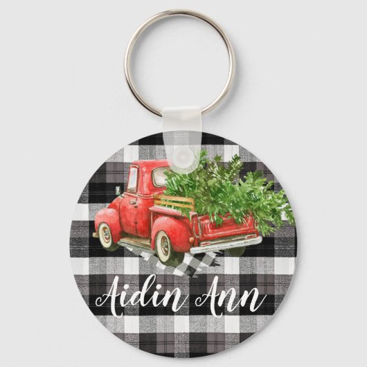 Gepersonaliseerd Sleutelhanger XMAS Truck Buffel P (Voorkant)