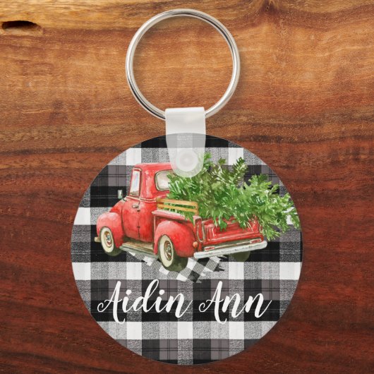 Gepersonaliseerd Sleutelhanger XMAS Truck Buffel P (Voorkant)