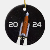 Gepersonaliseerd SLS Space Rocket Graduparty Keramisch Ornament (Voorkant)