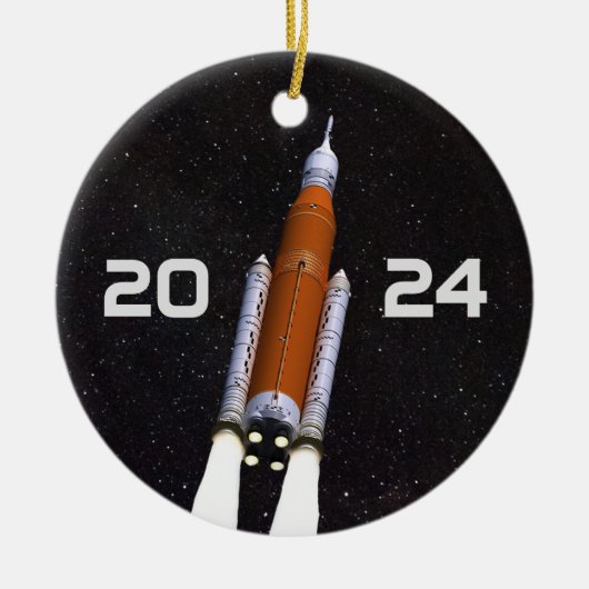 Gepersonaliseerd SLS Space Rocket Graduparty Keramisch Ornament (Voorkant)