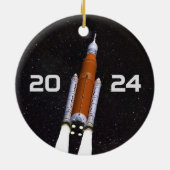 Gepersonaliseerd SLS Space Rocket Graduparty Keramisch Ornament (Achterkant)