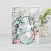 Gepersonaliseerd  Sneeuwman Kerst Kaart (Staand voorkant)