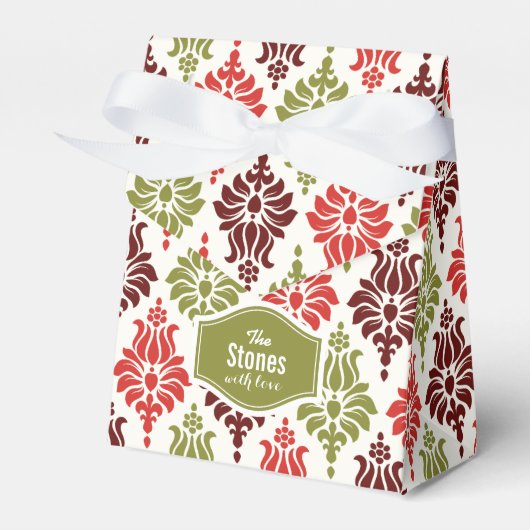 Gepersonaliseerd sneeuwvlokpatroon voor rode kerst bedankdoosjes (Voorkant Zijde)