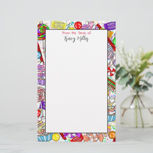 Gepersonaliseerd Snoep en koekjes Briefpapier (Staand voorkant)