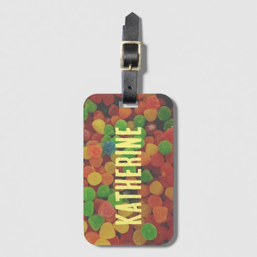 Gepersonaliseerd Snoep Gumdrops Quirky Bagagelabel (Voorkant (verticaal))