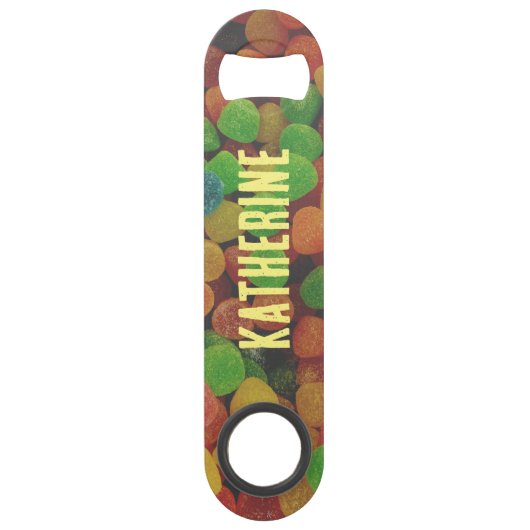 Gepersonaliseerd Snoep Gumdrops Quirky Speed Flessenopener (Voorkant)