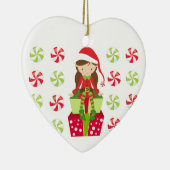 Gepersonaliseerd Snoep Kerstmis Elf Keramisch Ornament (Rechts)