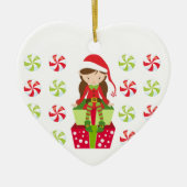 Gepersonaliseerd Snoep Kerstmis Elf Keramisch Ornament (Voorkant)