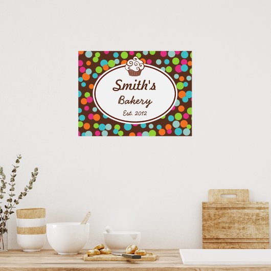Gepersonaliseerd Snoep Sprinkles Bakery Sign Art A Poster (Keuken)