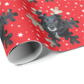 Gepersonaliseerd Snowflake Photo Template Red Cadeaupapier (Rol Hoek)