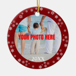 Gepersonaliseerd Snowflaked Borderkerst Keramisch Ornament