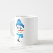 Gepersonaliseerd Snowman Blue Pet en Scarf Koffiemok (Voorkant links)