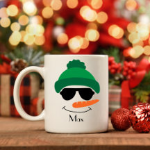 Gepersonaliseerd Snowman Green pet en zonnebrillen
