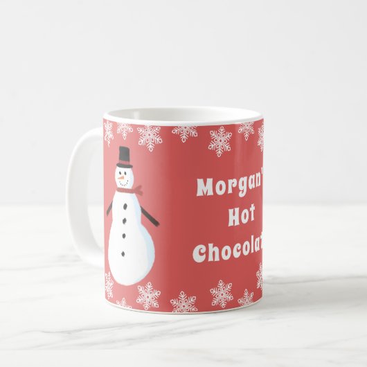 Gepersonaliseerd Snowman Hot Chocolade Koffiemok (Voorkant links)