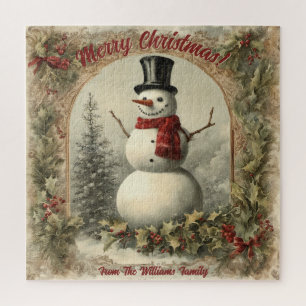 Gepersonaliseerd Snowman-kerstfeest Legpuzzel