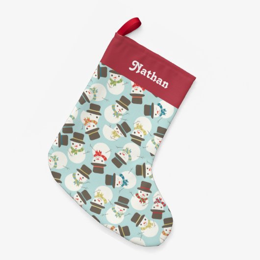 Gepersonaliseerd | Snowman Party Kleine Kerstsok (Voorkant (Hangend))