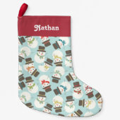 Gepersonaliseerd | Snowman Party Kleine Kerstsok (Voorkant)