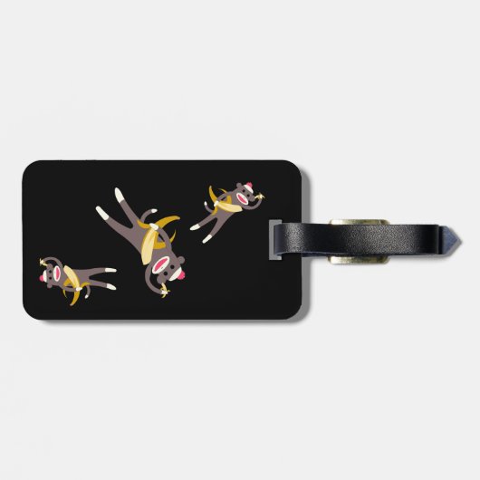 Gepersonaliseerd Sock Monkey met Banana Swords Bagagelabel (Achterkant horizontaal)