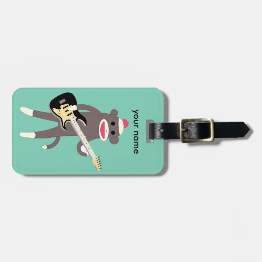 Gepersonaliseerd Sock Monkey Rocks met Electric Gu Bagagelabel (Voorkant horizontaal)