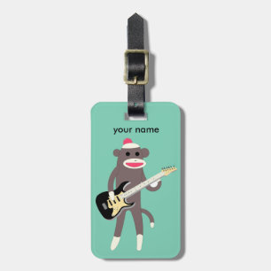 Gepersonaliseerd Sock Monkey Rocks met Electric Gu Bagagelabel