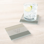 Gepersonaliseerd Soft Evergreen, Off White, Tan &  Glazen Onderzetter (Schuin)