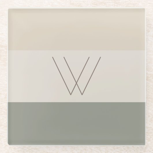 Gepersonaliseerd Soft Evergreen, Off White, Tan &  Glazen Onderzetter (Voorkant)