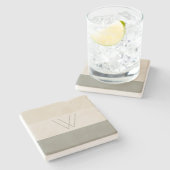 Gepersonaliseerd Soft Evergreen, Off White, Tan & Stenen Onderzetter (Zijkant)