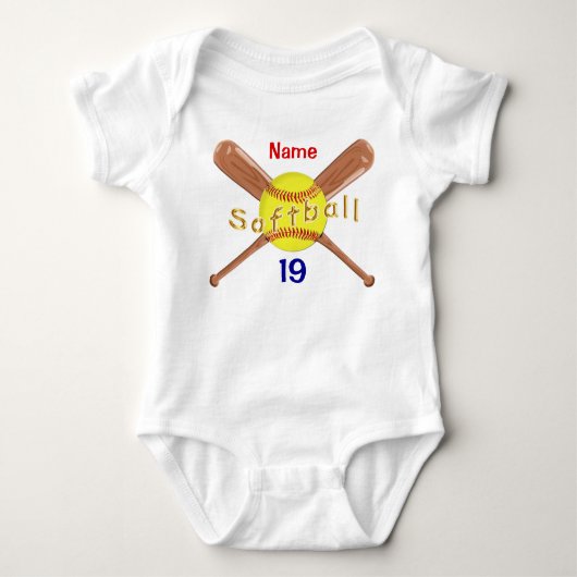 Gepersonaliseerd Softball-Baby shower, Softball Tu Romper (Voorkant)