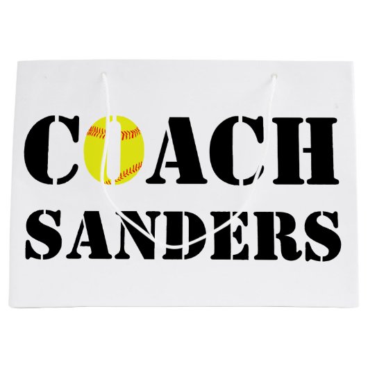 Gepersonaliseerd Softball Coach Gift Bag Large Cadeautasje (Voorkant)
