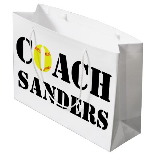 Gepersonaliseerd Softball Coach Gift Bag Large Cadeautasje (Achterkant Gekanteld)