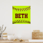 Gepersonaliseerd Softball-Poster Poster (Keuken)