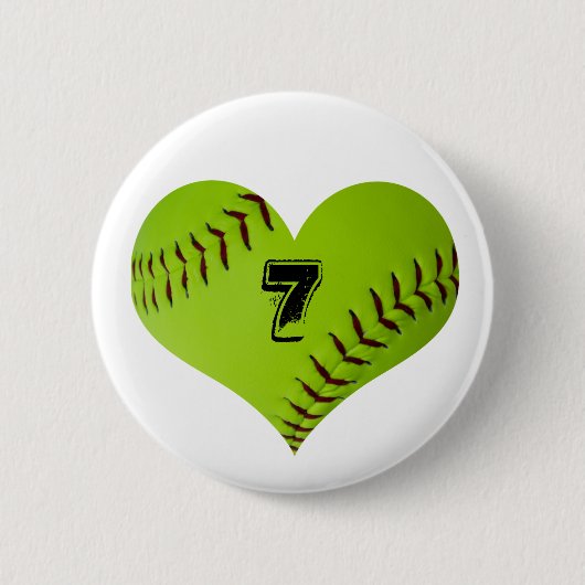 Gepersonaliseerd softballhart ronde button 5,7 cm (Voorkant)