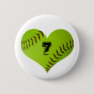 Gepersonaliseerd softballhart ronde button 5,7 cm