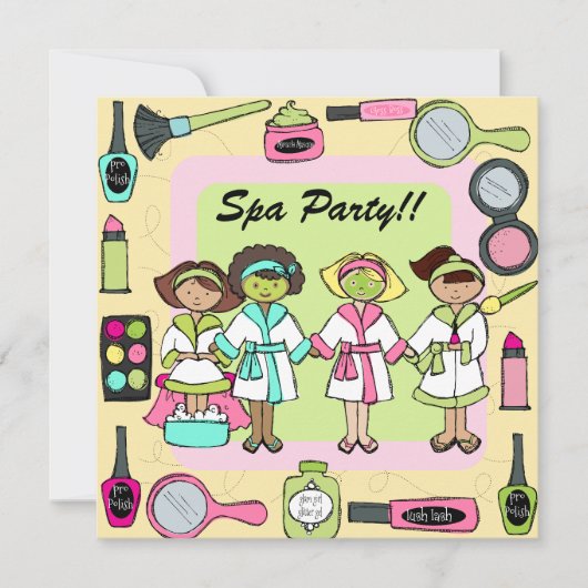 Gepersonaliseerd Spa Party Verjaardagsuitnodiginge Kaart (Voorkant)