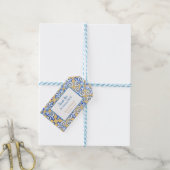 Gepersonaliseerd Spaanse Tegel Azulejo Blue, Yello Cadeaulabel (Met Touw)