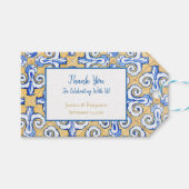 Gepersonaliseerd Spaanse Tegel Azulejo Blue, Yello Cadeaulabel (Voorkant (Horizontaal))