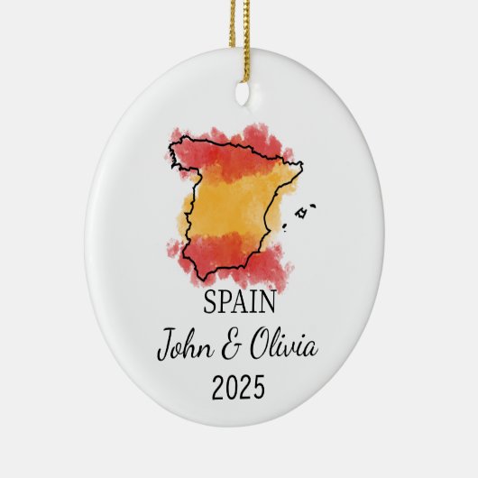 Gepersonaliseerd Spanje Ornament, Spanje Vlag Gift Keramisch Ornament (Rechts)