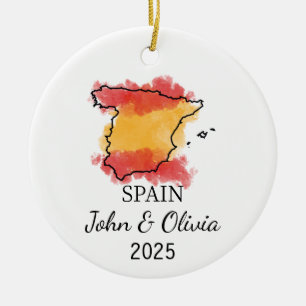Gepersonaliseerd Spanje Ornament, Spanje Vlag Gift Keramisch Ornament