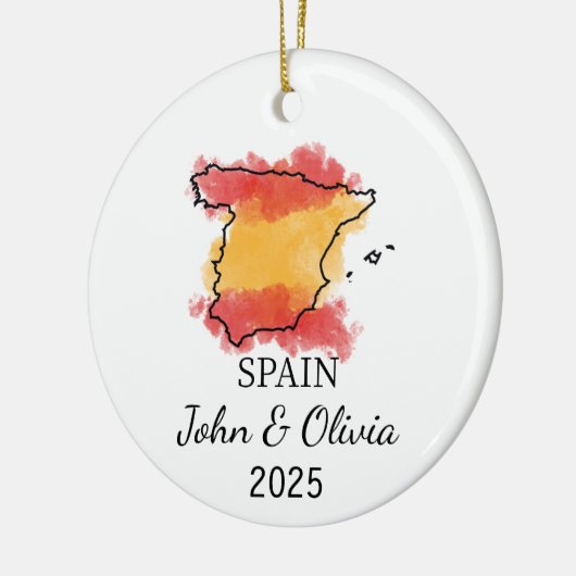 Gepersonaliseerd Spanje Ornament, Spanje Vlag Gift Keramisch Ornament (Links)
